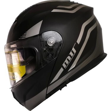 MTS 966 ÇENE AÇILIR KASK WX20  MAT SİYAH-GRİ