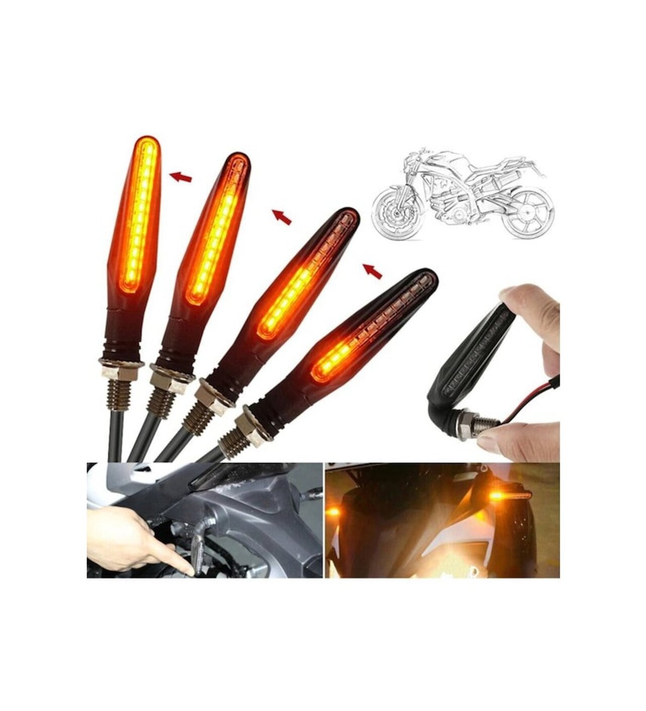 MOTOSİKLET KAYAR LED SİNYAL ÜNİVERSAL ( 2 ADET )